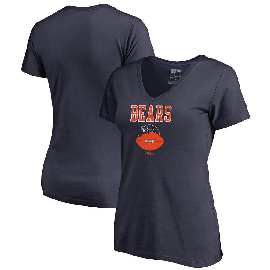 Chicago Bears NFL Pro Line by Fanatics Branded Women's Vintage Team Lockup V-Neck T-Shirt - Navy