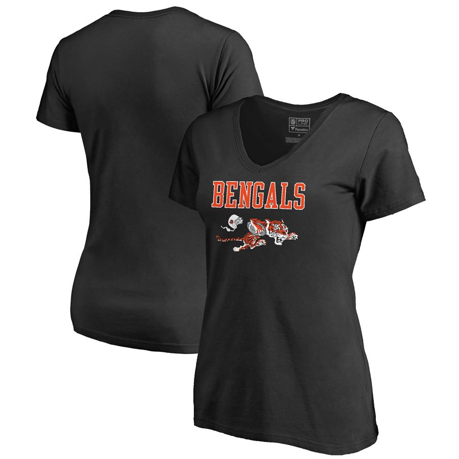Женская футболка с V-вырезом Cincinnati Bengals NFL Pro Line by Fanatics Branded Vintage Team Lockup (чёрный)