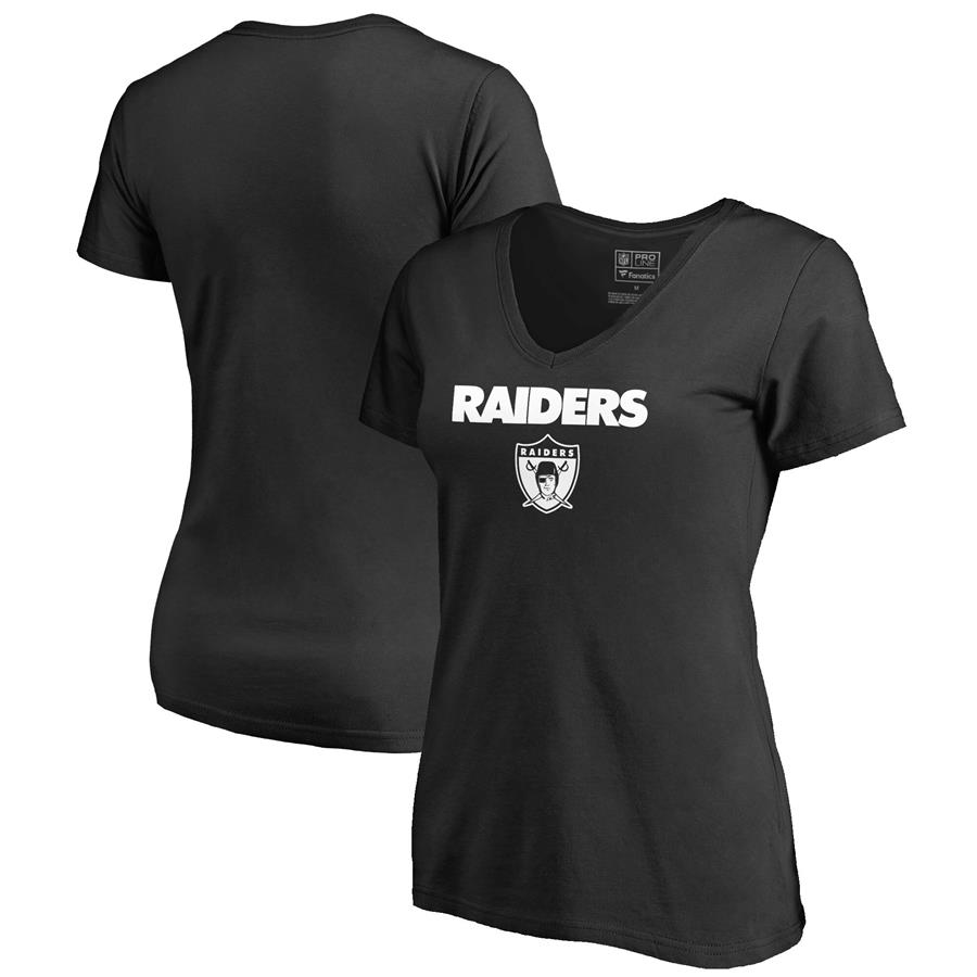 Las Vegas Raiders NFL Pro Line by Fanatics Branded Women's Vintage Team Lockup V-Neck T-Shirt - Black