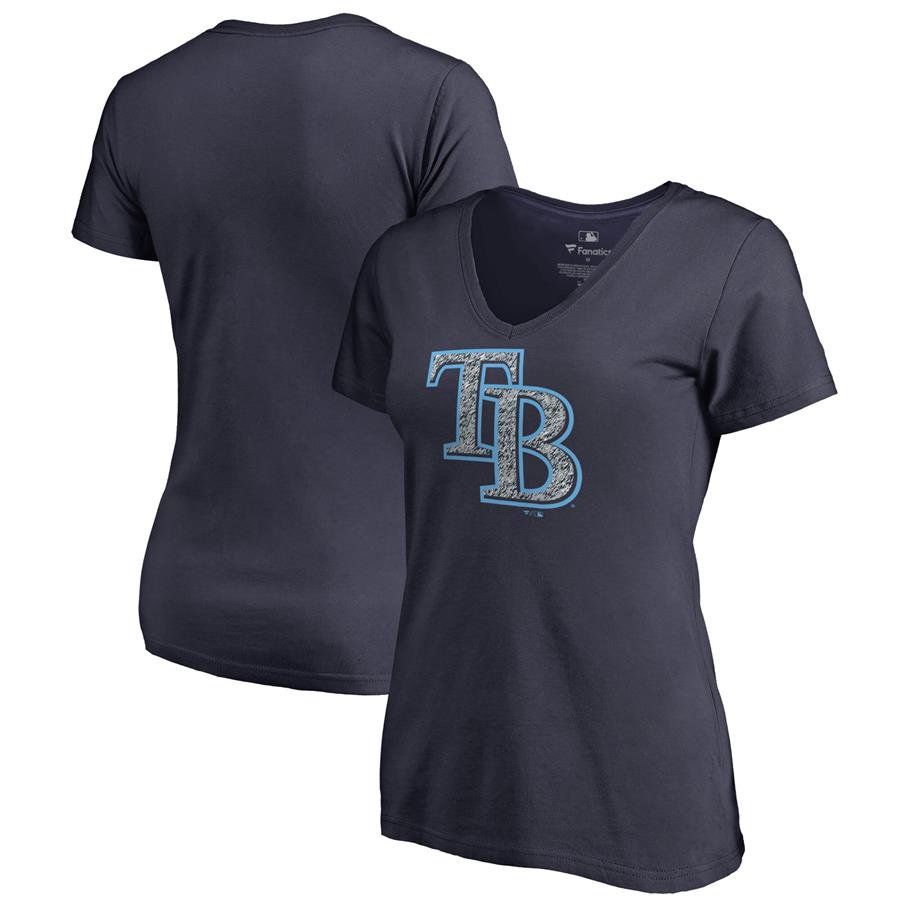 Женская футболка с V-вырезом Tampa Bay Rays Fanatics Branded Static Logo (тёмно-синий)