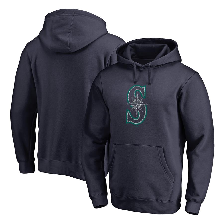 Seattle Mariners Fanatics Branded Static Logo Pullover Hoodie - Navy