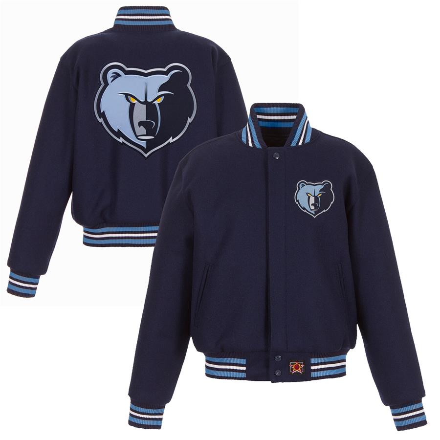 Memphis Grizzlies JH Design Women's Embroidered Logo Wool Jacket - Navy