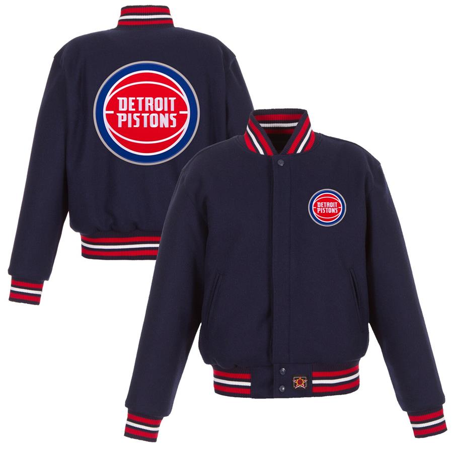 Женская куртка Detroit Pistons JH Design Embroidered Logo Wool (тёмно-синий)