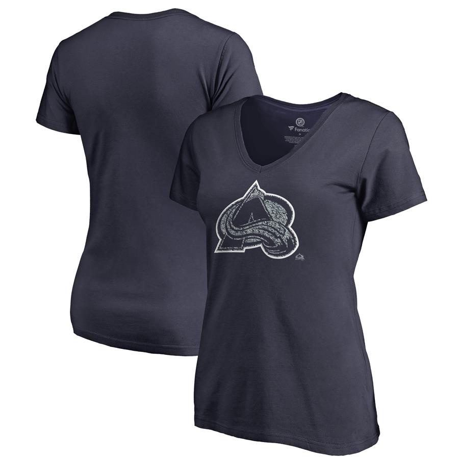 Colorado Avalanche Fanatics Branded Women's Static Logo V-Neck T-Shirt - Navy