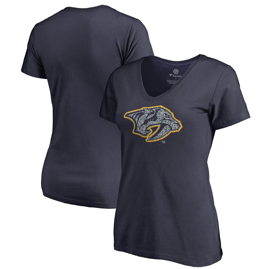 Nashville Predators Fanatics Branded Women's Static Logo V-Neck T-Shirt - Navy