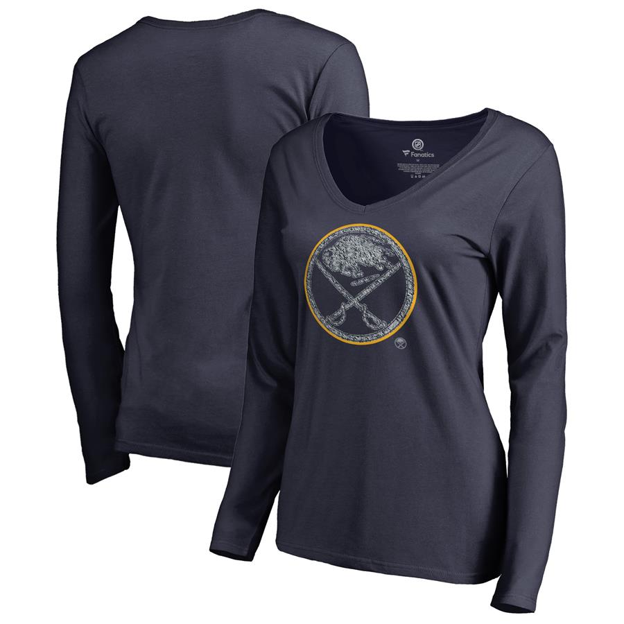 Buffalo Sabres Fanatics Branded Women's Static Logo Long Sleeve V-Neck T-Shirt - Navy
