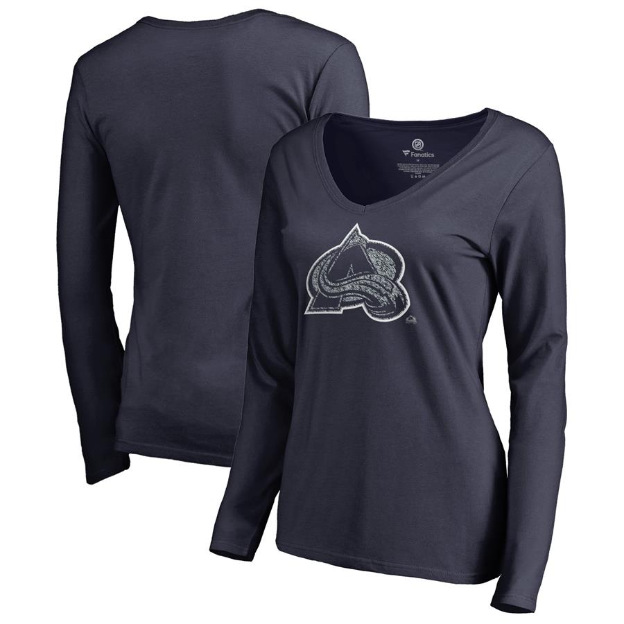 Colorado Avalanche Fanatics Branded Women's Static Logo Long Sleeve V-Neck T-Shirt - Navy