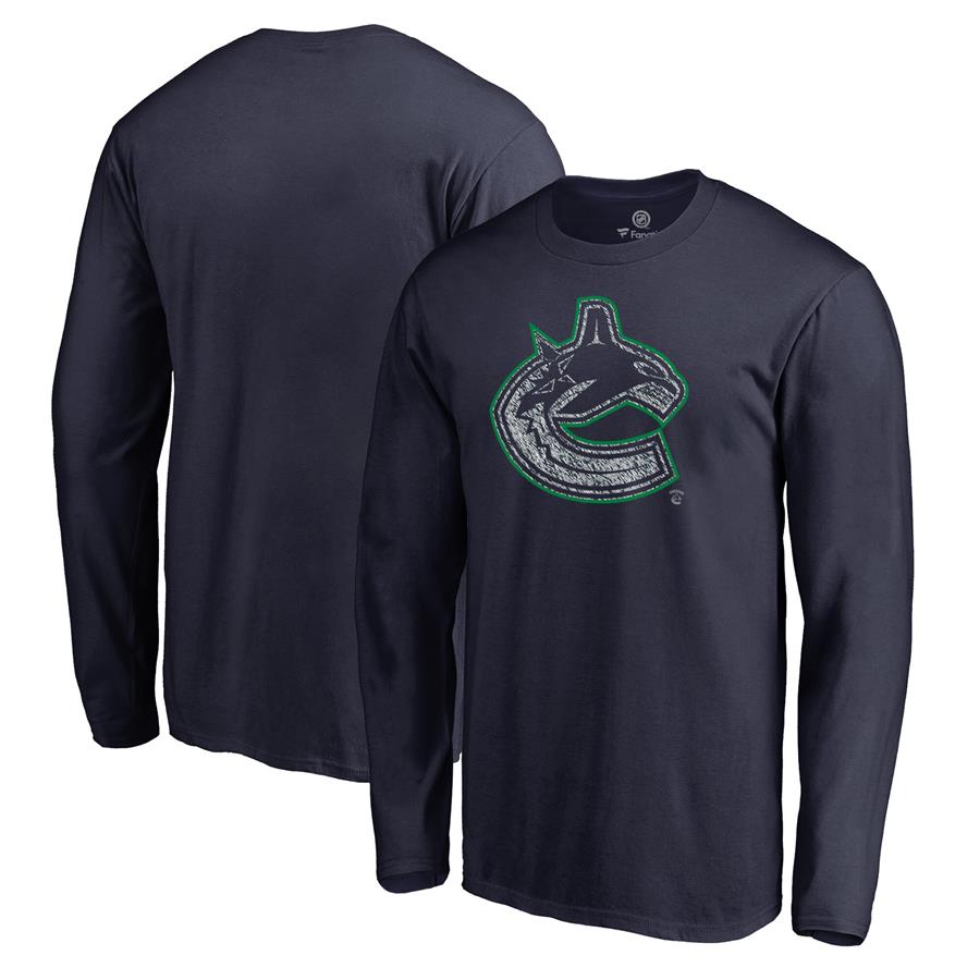 Vancouver Canucks Fanatics Branded Static Logo Long Sleeve T-Shirt - Navy