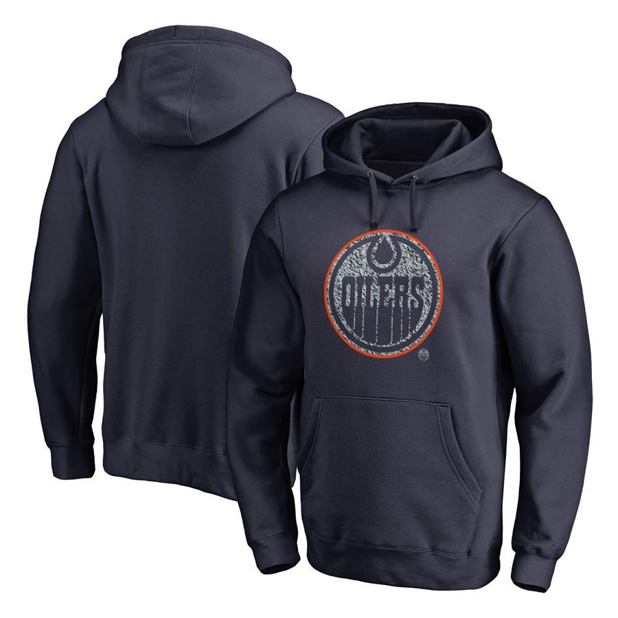 Edmonton Oilers Fanatics Branded Static Logo Pullover Hoodie - Navy