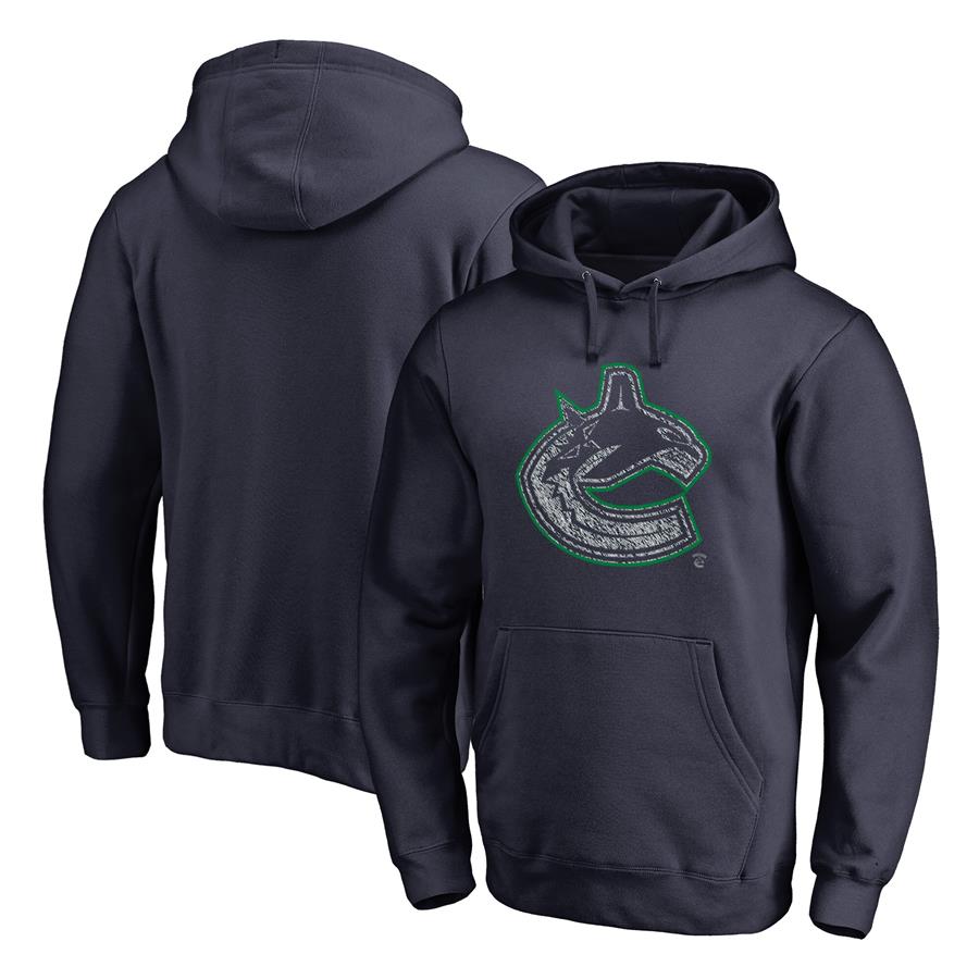 Vancouver Canucks Fanatics Branded Static Logo Pullover Hoodie - Navy