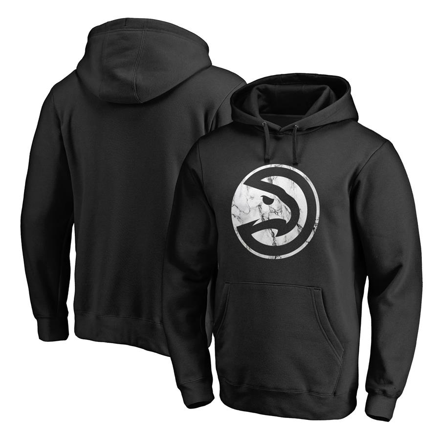 Atlanta Hawks Fanatics Branded Marble Logo Pullover Hoodie - Black