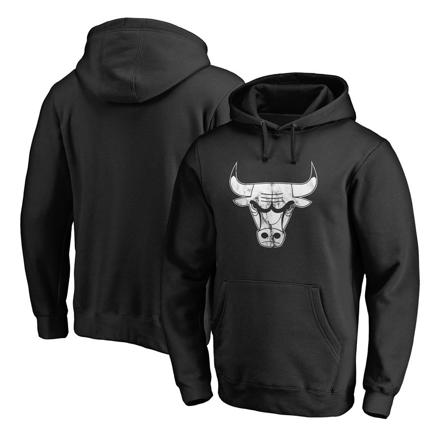 Chicago Bulls Fanatics Branded Marble Logo Pullover Hoodie - Black