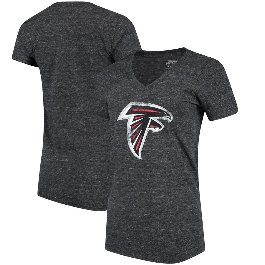 Atlanta Falcons NFL Pro Line by Fanatics Branded Women's Distressed Team Logo Tri-Blend T-Shirt - Black