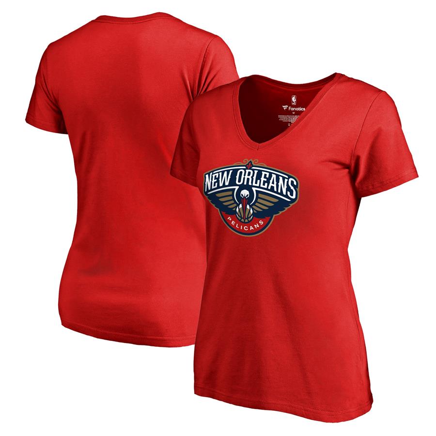 New Orleans Pelicans Fanatics Branded Women's Primary Logo V-Neck T-Shirt - Red