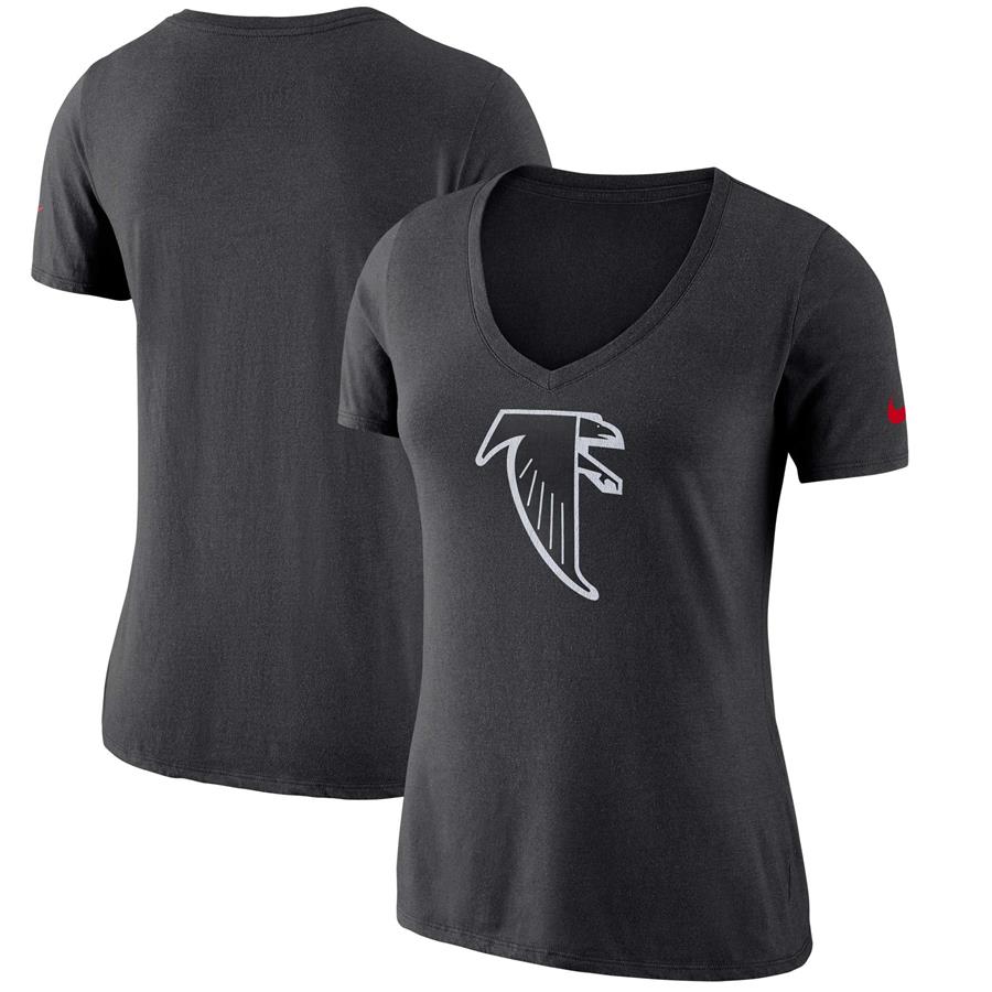 Atlanta Falcons Nike Women's Historic Logo 2.0 Tri-Blend Mid V-Neck T-Shirt - Black