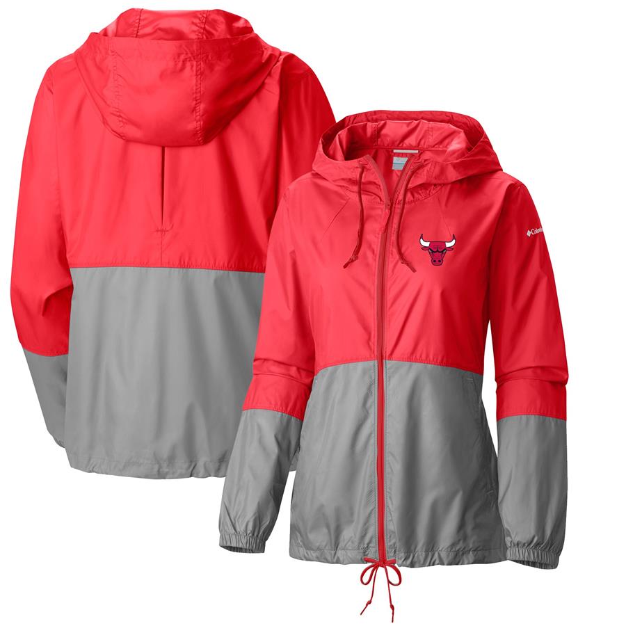 Chicago Bulls Columbia Women's Flash Forward Windbreaker Full-Zip Jacket - Red