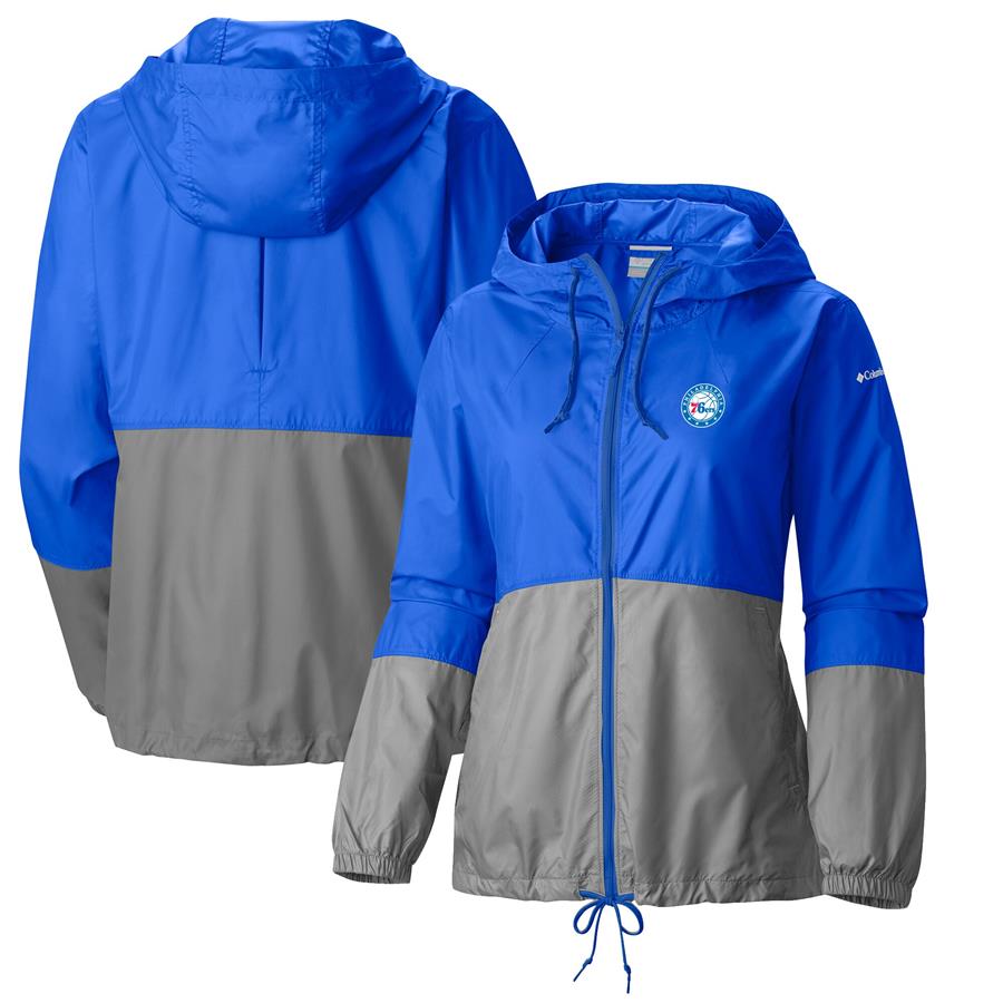 Philadelphia 76ers Columbia Women's Flash Forward Windbreaker Full-Zip Jacket - Royal