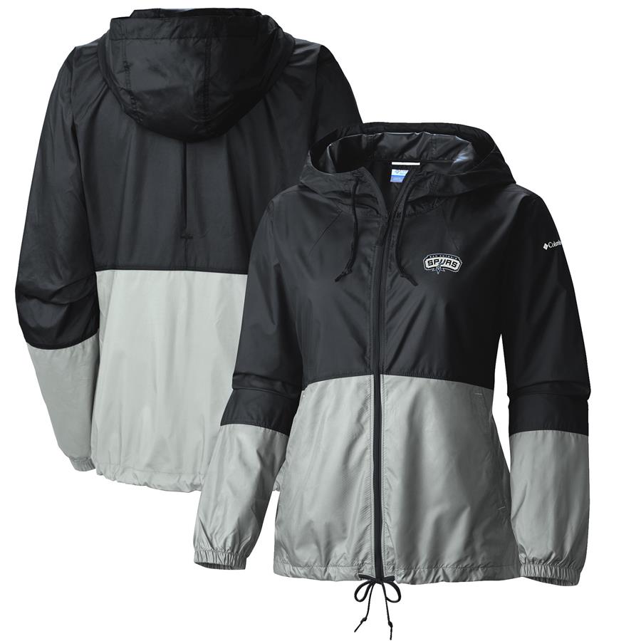 San Antonio Spurs Columbia Women's Flash Forward Windbreaker Full-Zip Jacket - Black
