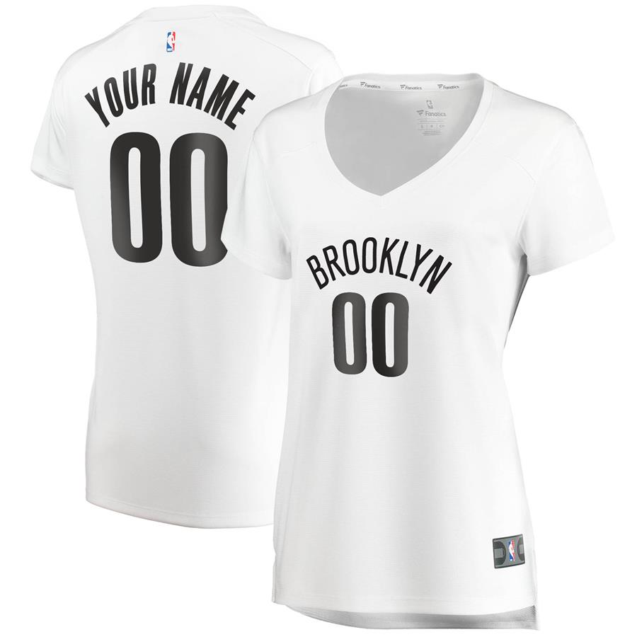 Brooklyn Nets Fanatics Branded Women's Fast Break Custom Replica Jersey White - Association Edition