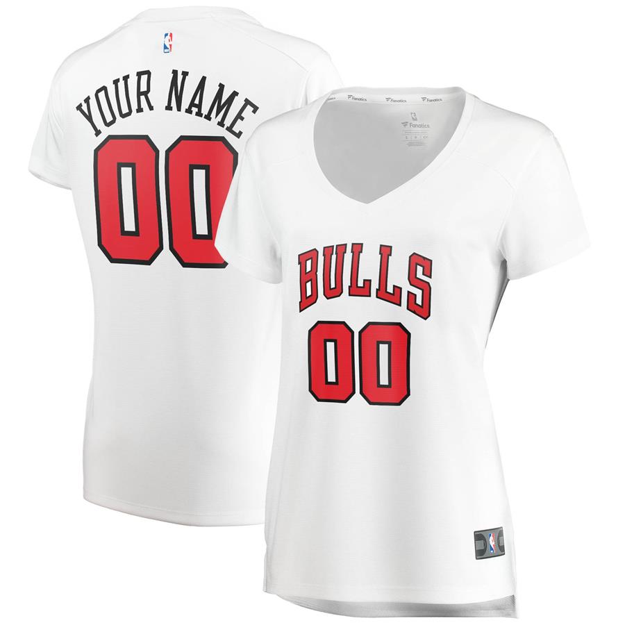 Chicago Bulls Fanatics Branded Women's Fast Break Custom Replica Jersey White - Association Edition