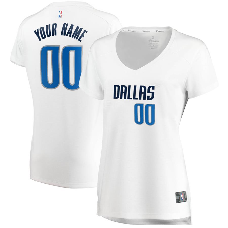 Dallas Mavericks Fanatics Branded Women's Fast Break Custom Replica Jersey White - Association Edition