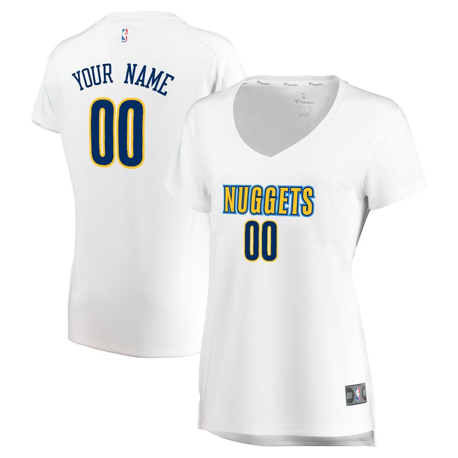 Denver Nuggets Fanatics Branded Women's Fast Break Custom Replica Jersey White - Association Edition