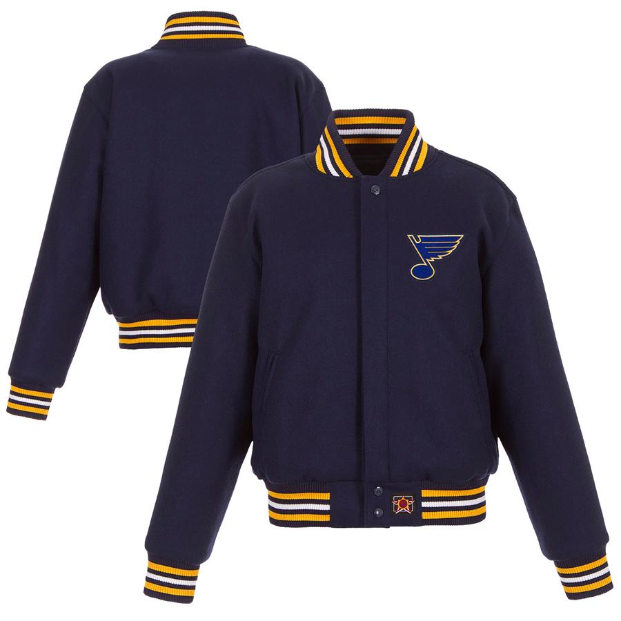 St. Louis Blues JH Design Women's Domestic All-Wool Embroidered Full-Zip Jacket - Navy