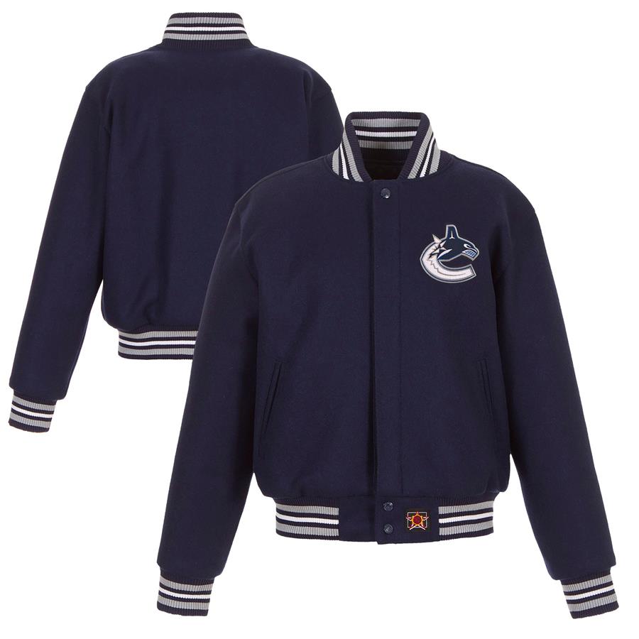 Vancouver Canucks JH Design Women's Domestic All-Wool Embroidered Full-Zip Jacket - Navy