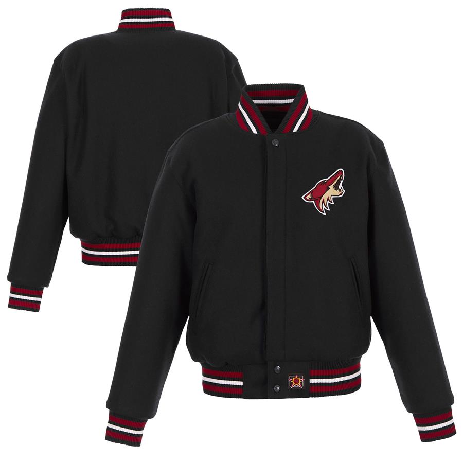 Arizona Coyotes JH Design Women's Domestic All-Wool Embroidered Full-Zip Jacket - Black