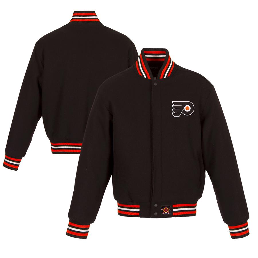 Philadelphia Flyers JH Design Women's Domestic All-Wool Embroidered Full-Zip Jacket - Black