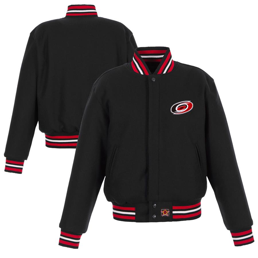 Carolina Hurricanes JH Design Women's Domestic All-Wool Embroidered Full-Zip Jacket - Black