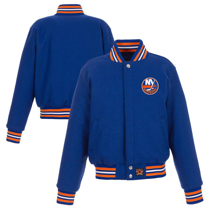 New York Islanders JH Design Women's Domestic All-Wool Embroidered Full-Zip Jacket - Royal