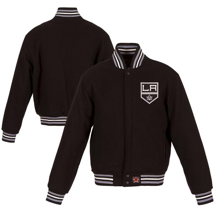 Los Angeles Kings JH Design Women's Domestic All-Wool Embroidered Full-Zip Jacket - Black