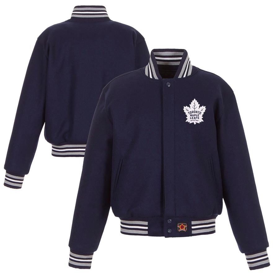 Toronto Maple Leafs JH Design Women's Domestic All-Wool Embroidered Full-Zip Jacket - Navy
