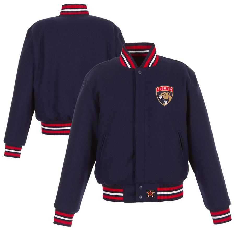 Женская куртка на молнии Florida Panthers JH Design Domestic All-Wool Embroidered (тёмно-синий)