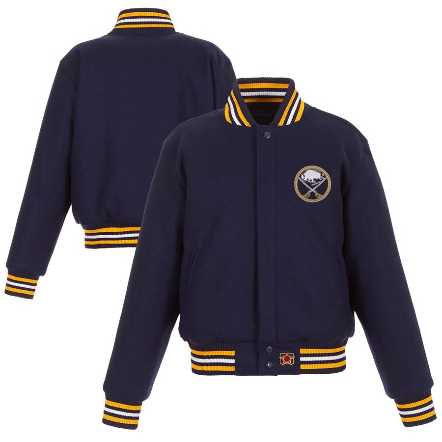 Buffalo Sabres JH Design Women's Domestic All-Wool Embroidered Full-Zip Jacket - Navy
