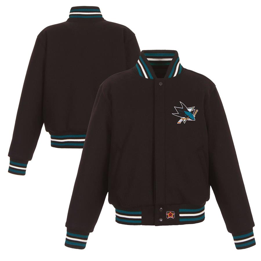 Женская куртка на молнии San Jose Sharks JH Design Domestic All-Wool Embroidered (чёрный)