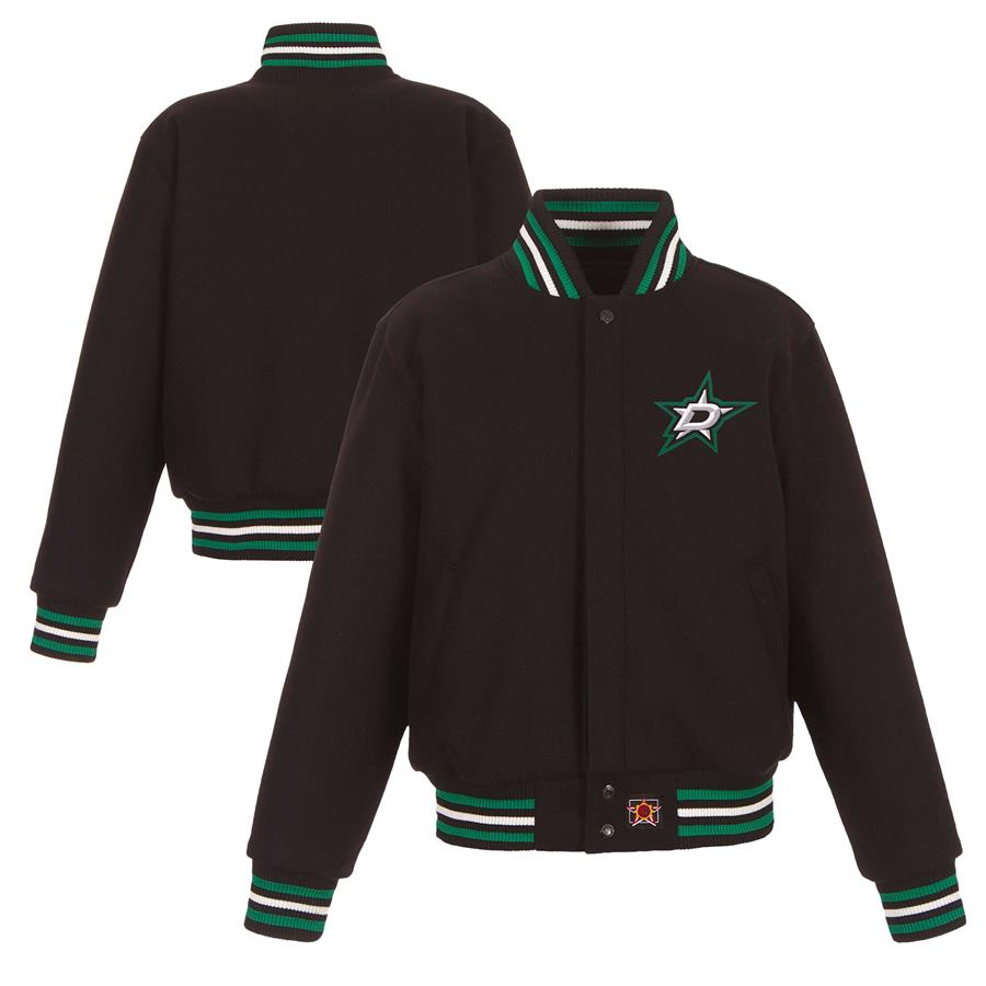 Dallas Stars JH Design Women's Domestic All-Wool Embroidered Full-Zip Jacket - Black