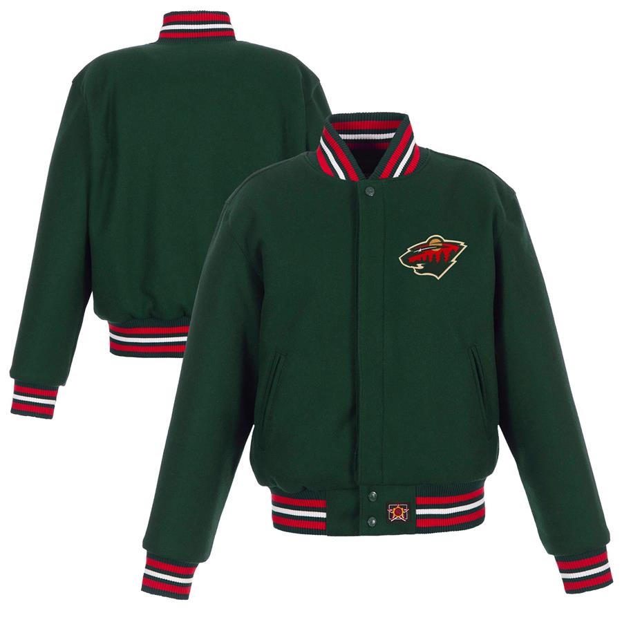 Женская куртка на молнии Minnesota Wild JH Design Domestic All-Wool Embroidered (зелёный)