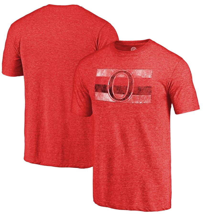 Ottawa Senators Fanatics Branded Throwback Vintage Logo Tri-Blend T-Shirt - Red