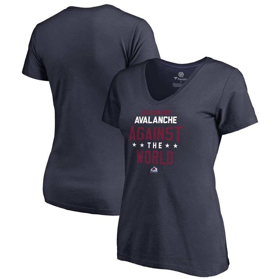 Colorado Avalanche Fanatics Branded Women's Against The World V-Neck T-Shirt - Navy