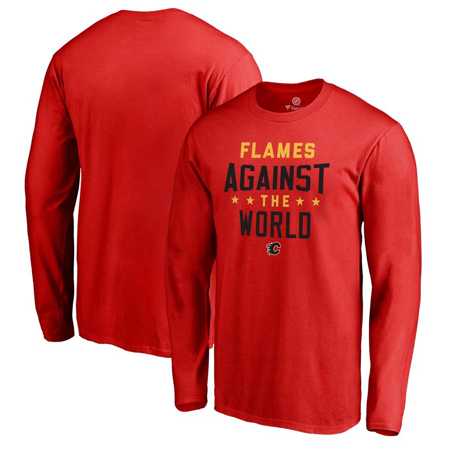 Calgary Flames Fanatics Branded Against The World Long Sleeve T-Shirt - Red