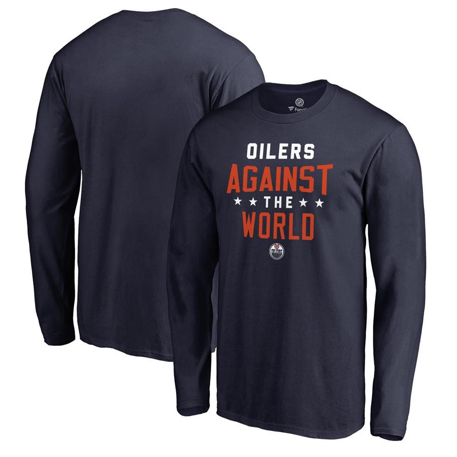 Edmonton Oilers Fanatics Branded Against The World Long Sleeve T-Shirt - Navy