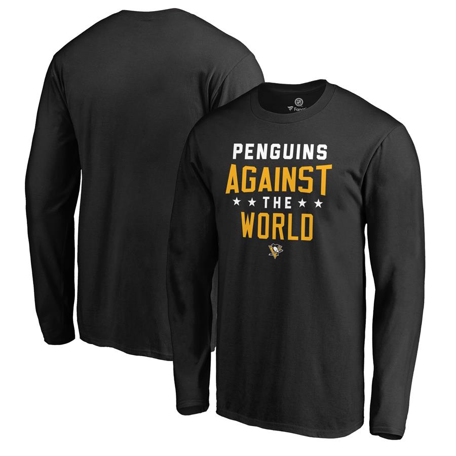 Pittsburgh Penguins Fanatics Branded Against The World Long Sleeve T-Shirt - Black