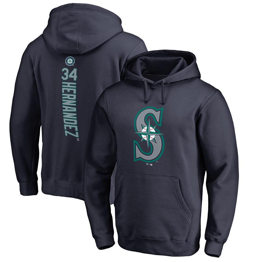 Felix Hernandez Seattle Mariners Fanatics Branded Backer Pullover Hoodie - Navy