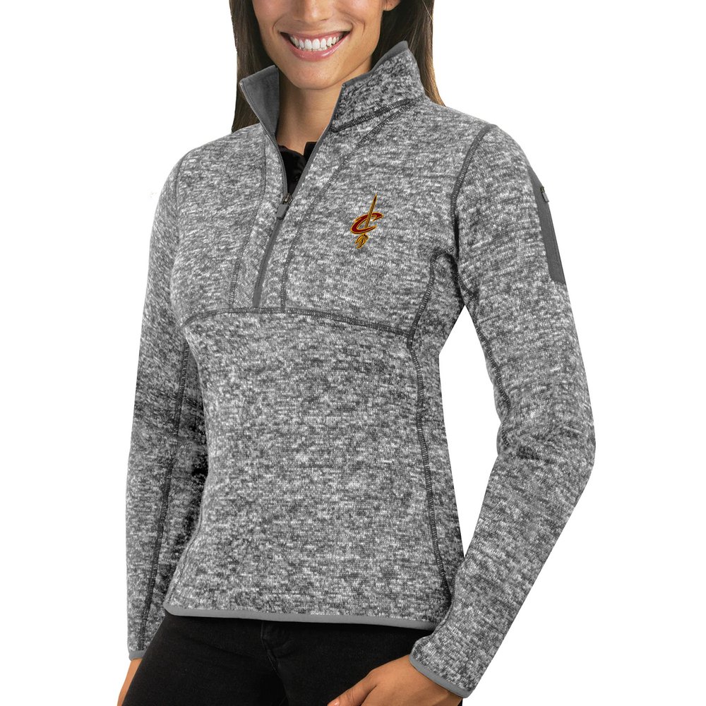 Cleveland Cavaliers Antigua Women's Fortune Half-Zip Pullover Jacket - Heather Gray