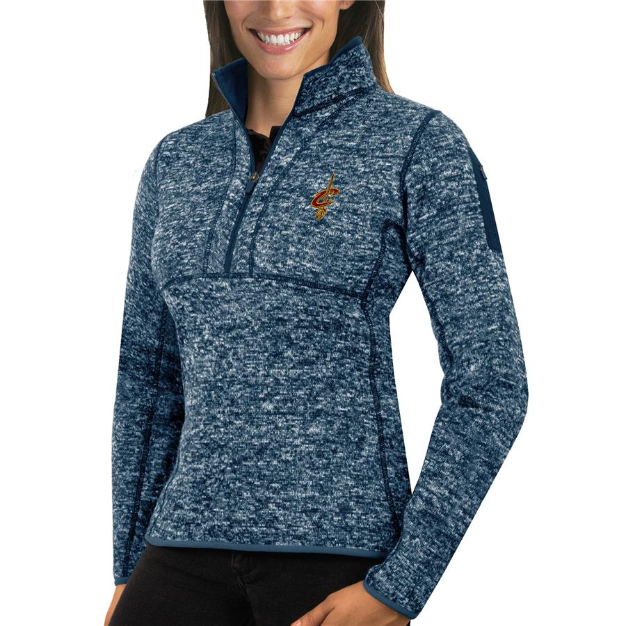Cleveland Cavaliers Antigua Women's Fortune Half-Zip Pullover Jacket - Heather Navy
