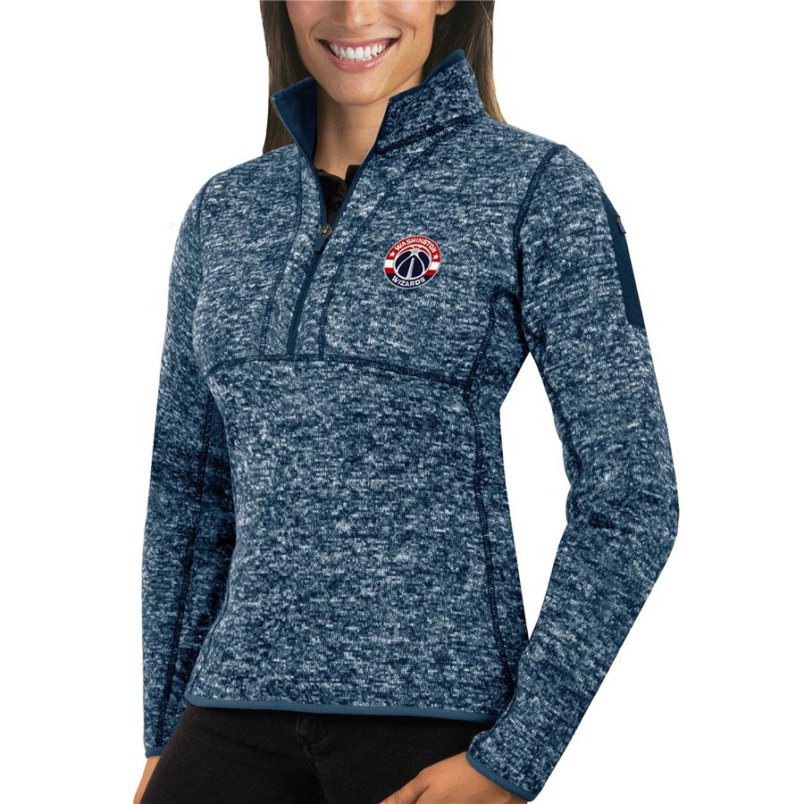 Washington Wizards Antigua Women's Fortune Half-Zip Pullover Jacket - Heather Royal