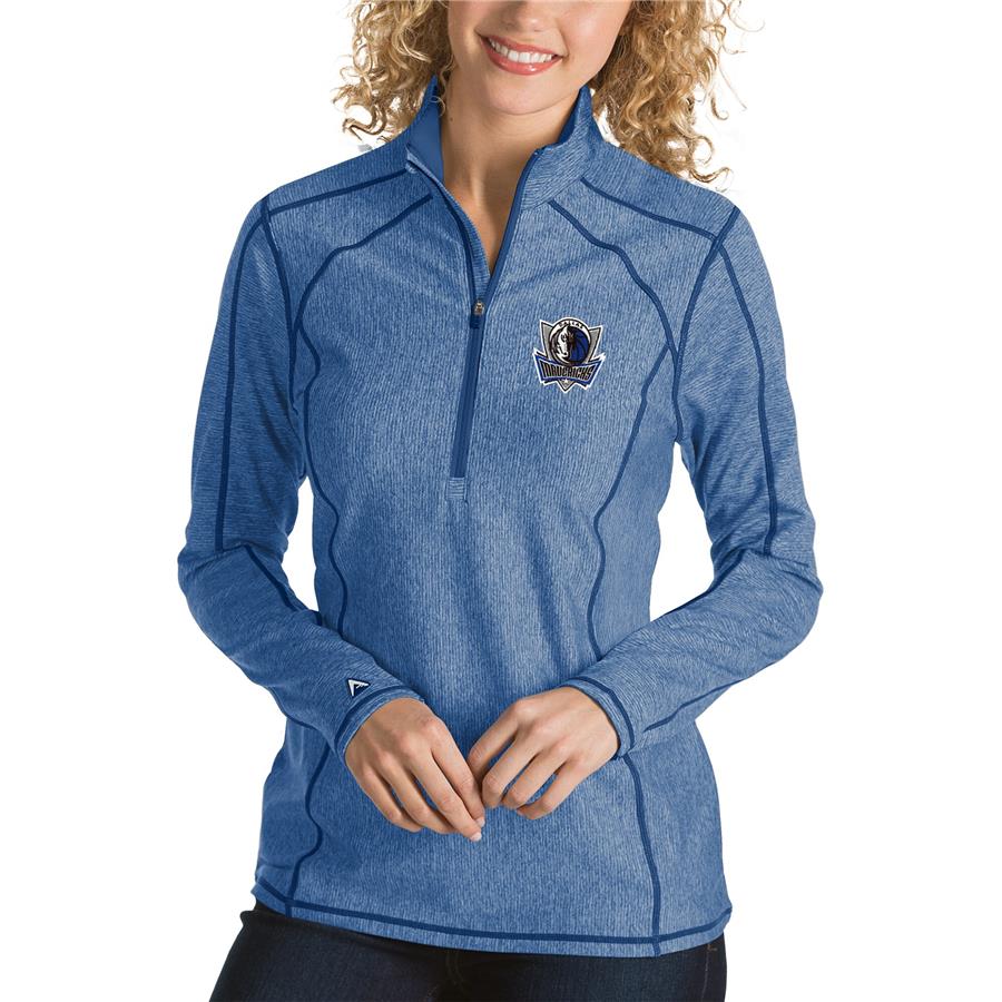 Dallas Mavericks Antigua Women's Tempo Half-Zip Pullover Jacket - Heather Royal