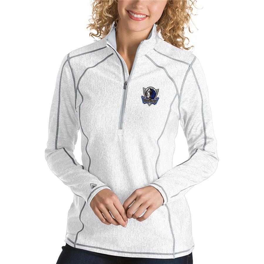 Dallas Mavericks Antigua Women's Tempo Half-Zip Pullover Jacket - White